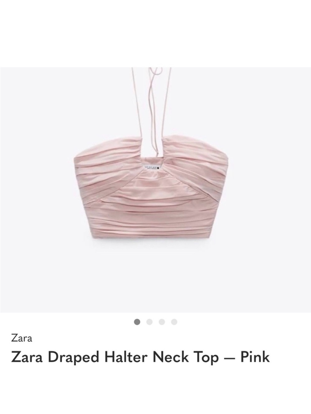 NWT ZARA BLOGGERS FAVORITE Ruched Pink Top With Halter Tie